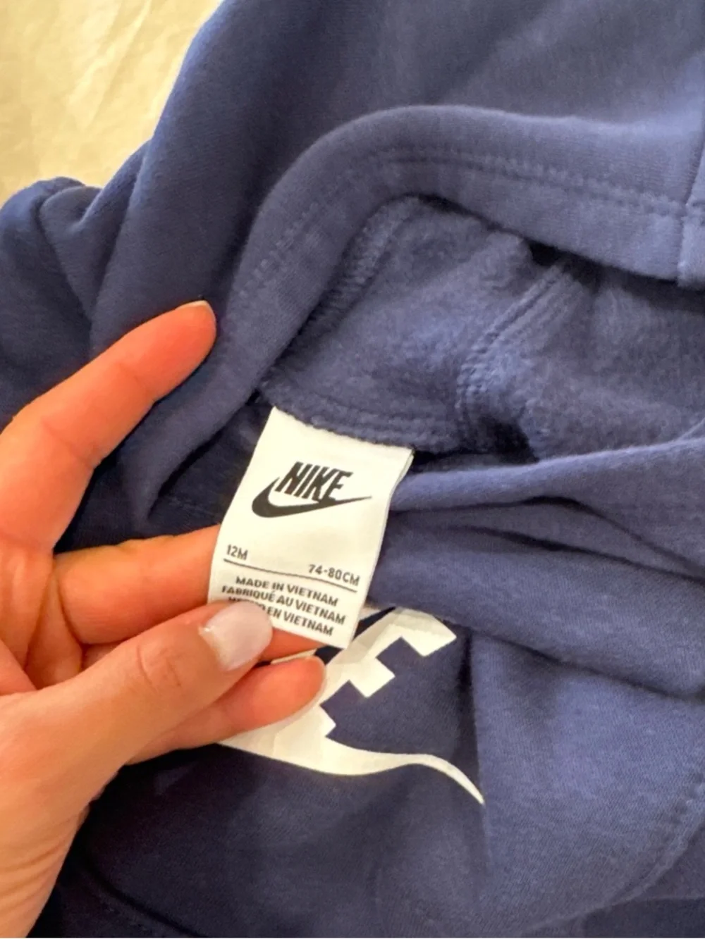 Nike Navy Hoodie & Joggers Set with White Swoosh Logos 12 months - Picture 3 of 4